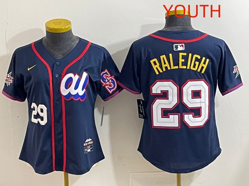 Youth 2025 Seattle Mariners #29 Raleigh dark Blue All star Nike MLB Jersey style 012->youth mlb jersey->Youth Jersey